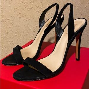 Schutz Luriane Slingback Heels Sandals Black Suede